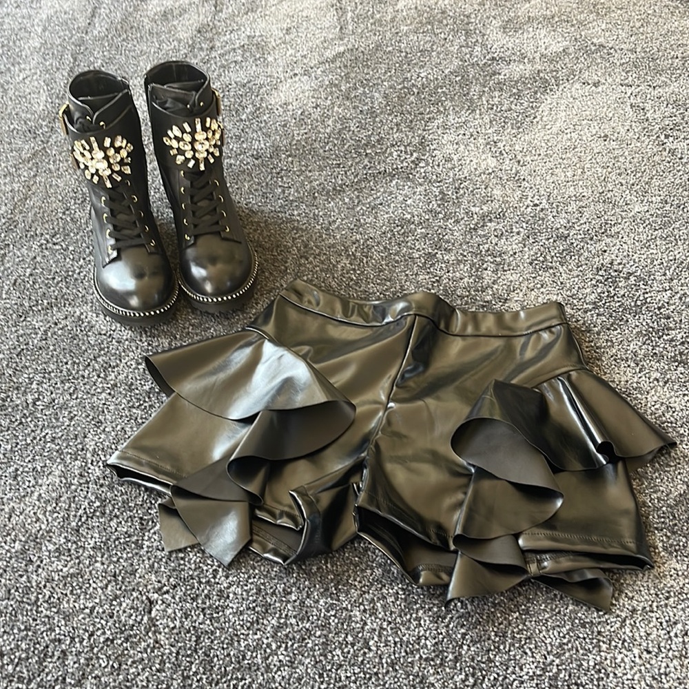 Black Akira Faux Leather Shorts